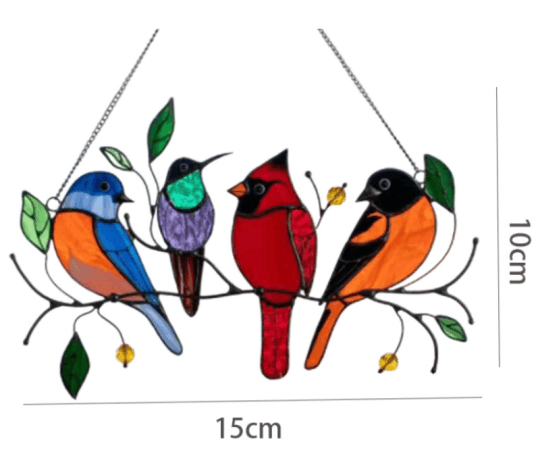 (image for) 🔥Hot Sale🐦The best Christmas Gift-Birds Stained Window Panel Hangings🎁