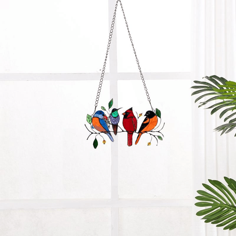 (image for) 🔥Hot Sale🐦The best Christmas Gift-Birds Stained Window Panel Hangings🎁