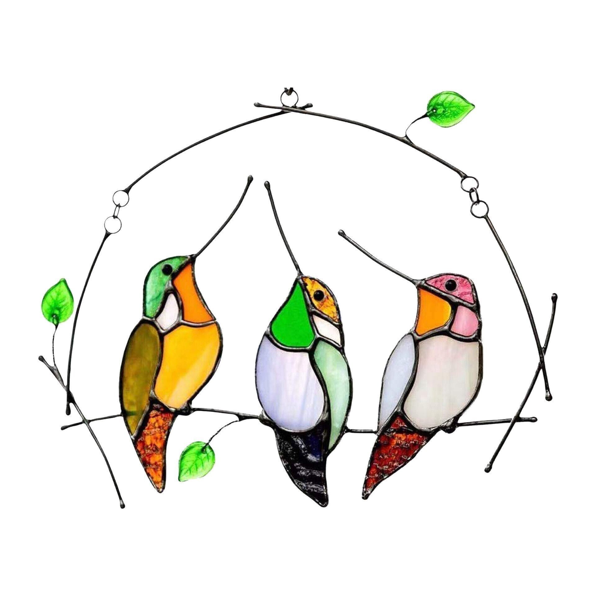 (image for) 🔥Hot Sale🐦The best Christmas Gift-Birds Stained Window Panel Hangings🎁
