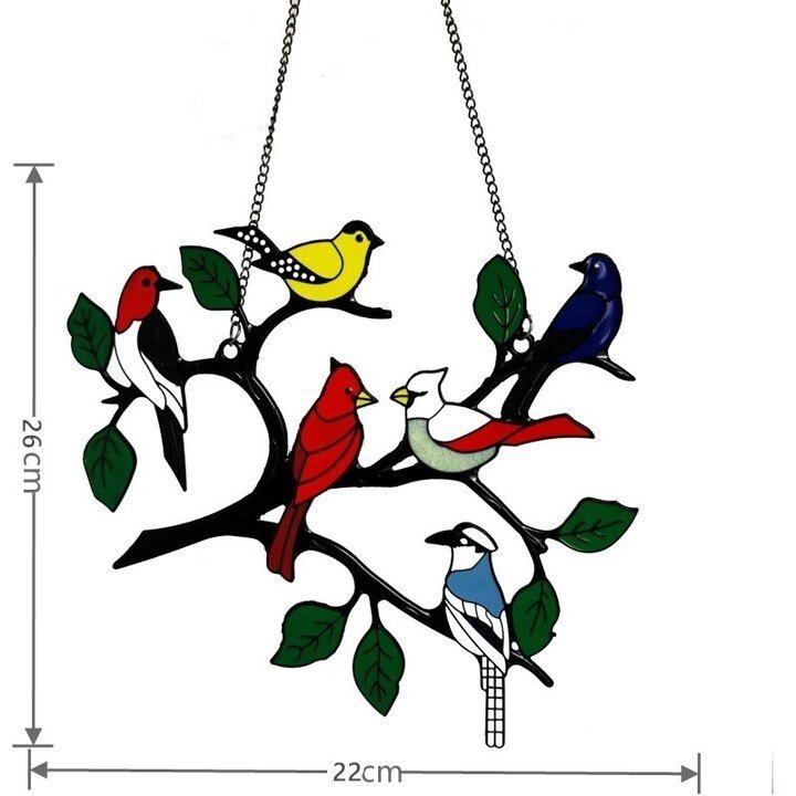 (image for) 🔥Hot Sale🐦The best Christmas Gift-Birds Stained Window Panel Hangings🎁