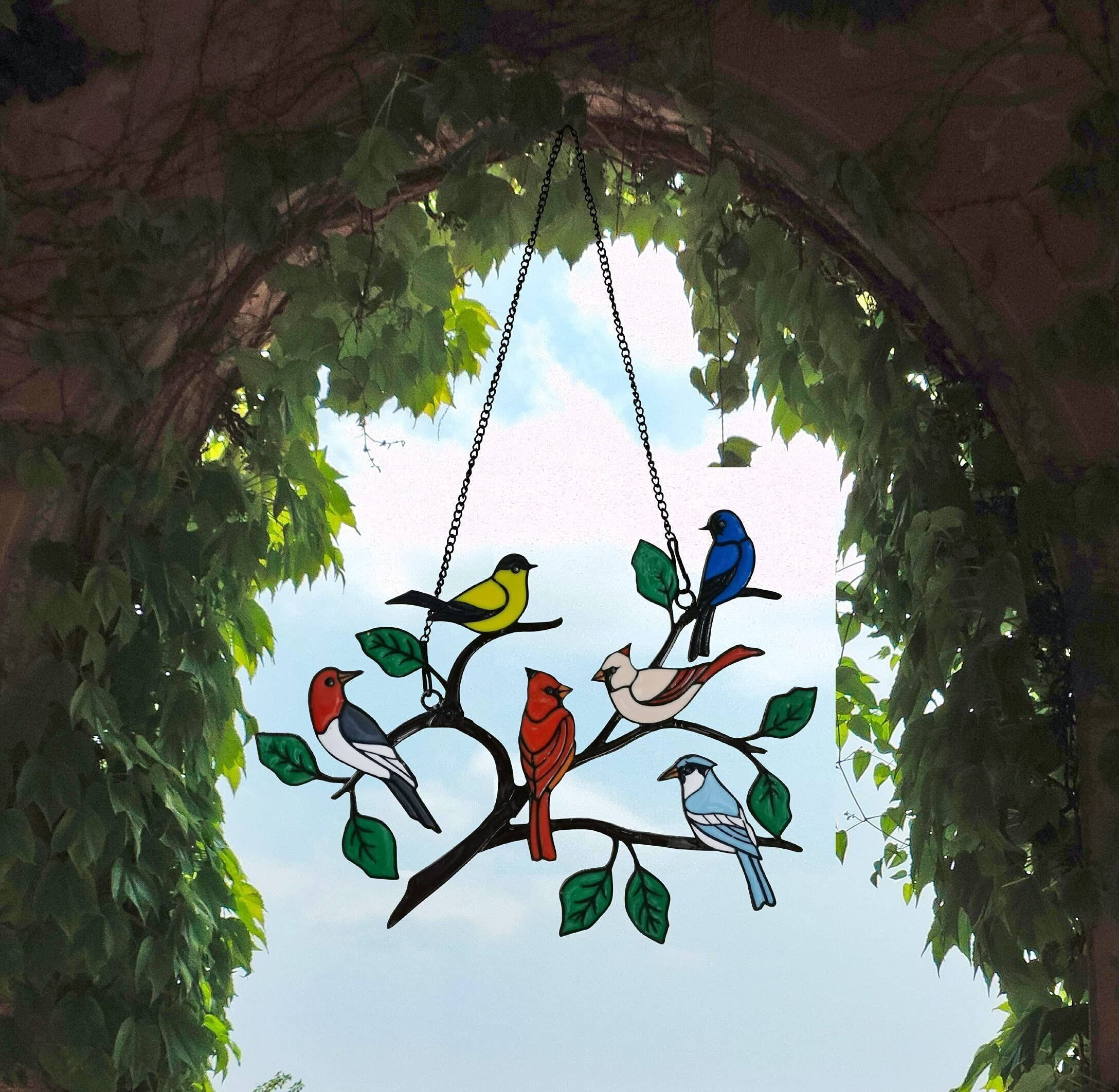 (image for) 🔥Hot Sale🐦The best Christmas Gift-Birds Stained Window Panel Hangings🎁
