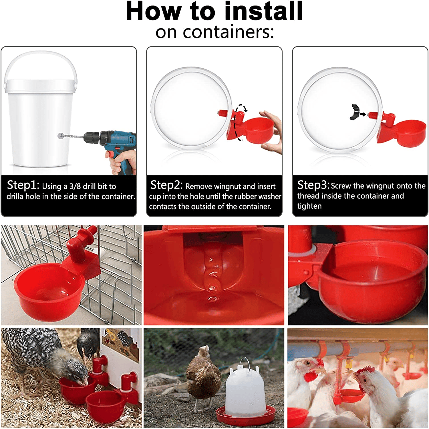 (image for) (⚡Flash Sale Today - 49% OFF) 6PCS/SET Automatic Poultry Drinking Bowl - Buy 2 Get 1 Free