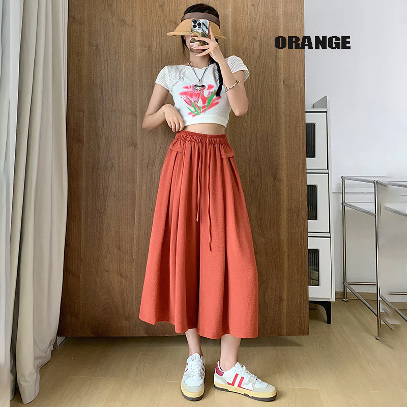(image for) 2023 Summer Thin Casual High Waist Large Size Slim Ice Silk Wide Leg Pants