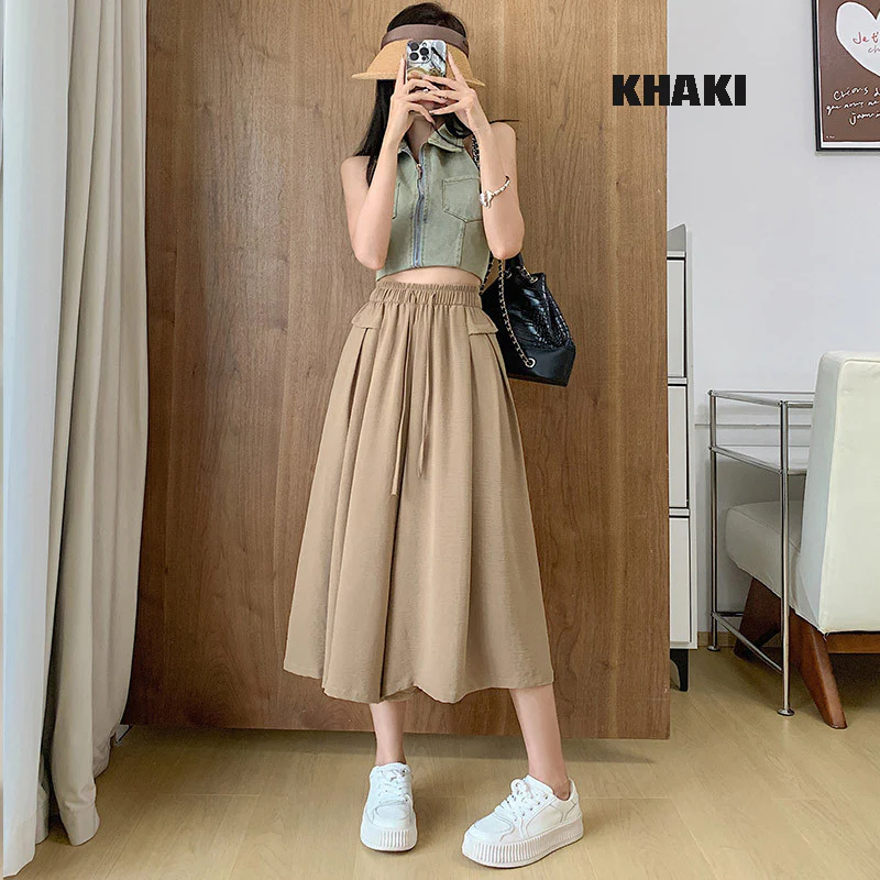(image for) 2023 Summer Thin Casual High Waist Large Size Slim Ice Silk Wide Leg Pants