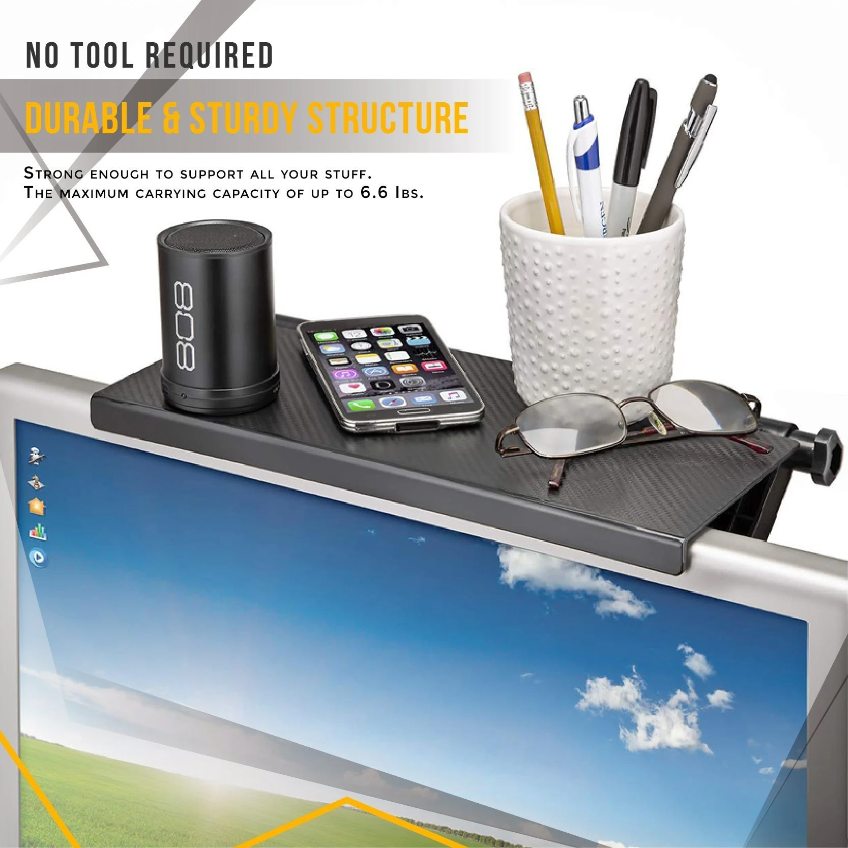 (image for) Adjustable Screen Top Shelf Stuff Organizer