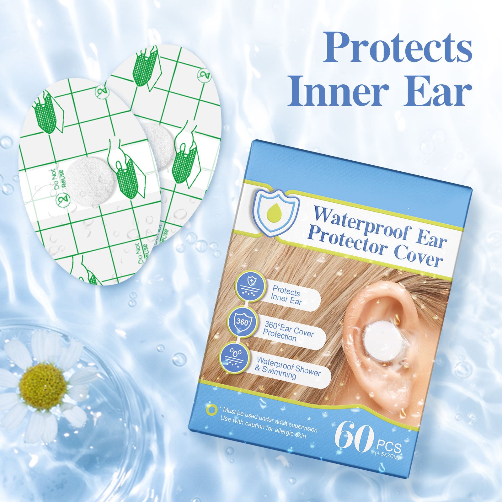 (image for) 🔥Fall 50% Off Sale This Weekend Only🔥Waterproof Ear Stickers For Children Bathing And Swimming Ear Protectors 60PCS