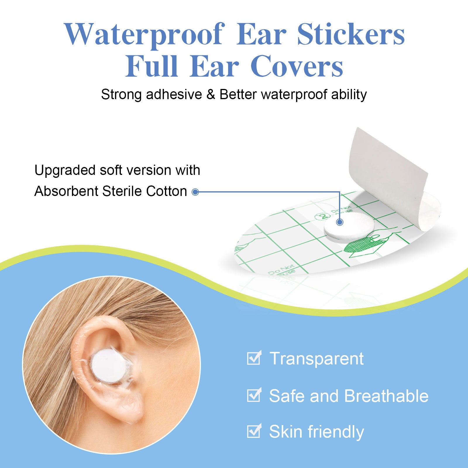 (image for) 🔥Fall 50% Off Sale This Weekend Only🔥Waterproof Ear Stickers For Children Bathing And Swimming Ear Protectors 60PCS