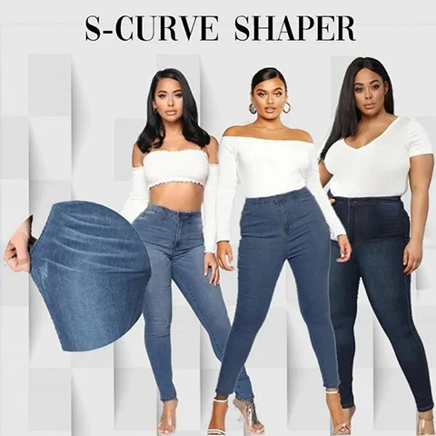 (image for) Perfect Stretch Skinny Fit Pull-On Push-Up Plus-Size Denim Jeans Leggings