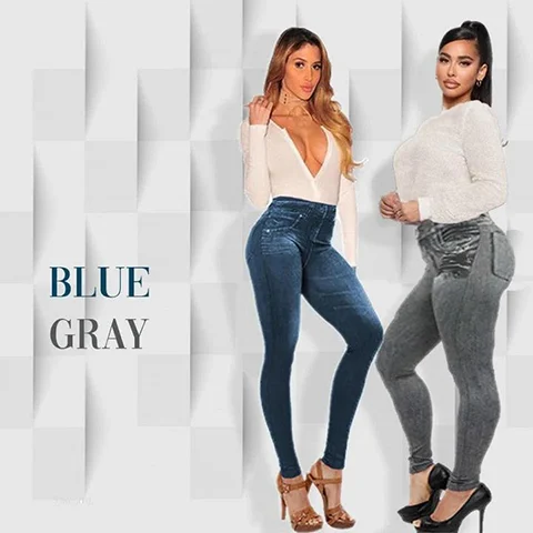 (image for) Perfect Stretch Skinny Fit Pull-On Push-Up Plus-Size Denim Jeans Leggings