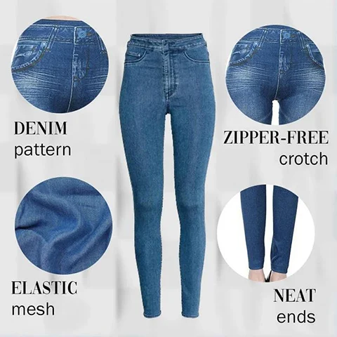 (image for) Perfect Stretch Skinny Fit Pull-On Push-Up Plus-Size Denim Jeans Leggings