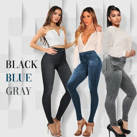 (image for) Perfect Stretch Skinny Fit Pull-On Push-Up Plus-Size Denim Jeans Leggings