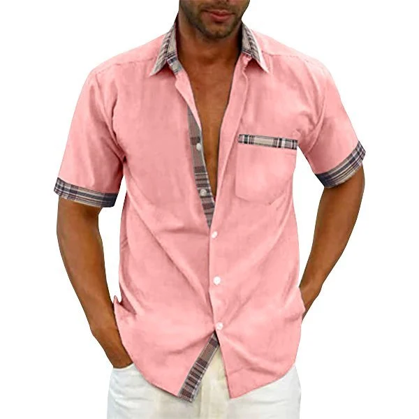 (image for) Men's Casual Plaid Collar Button Summer Shirt