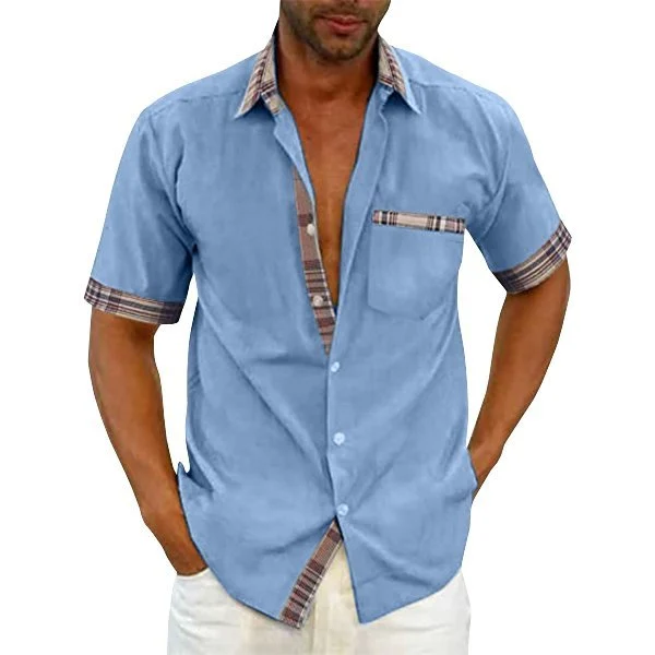 (image for) Men's Casual Plaid Collar Button Summer Shirt