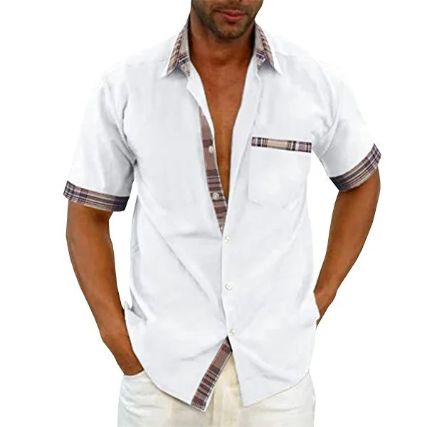 (image for) Men's Casual Plaid Collar Button Summer Shirt