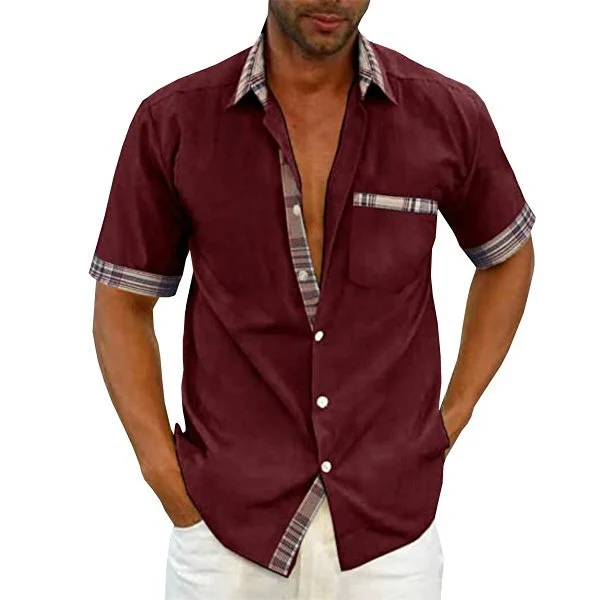 (image for) Men's Casual Plaid Collar Button Summer Shirt