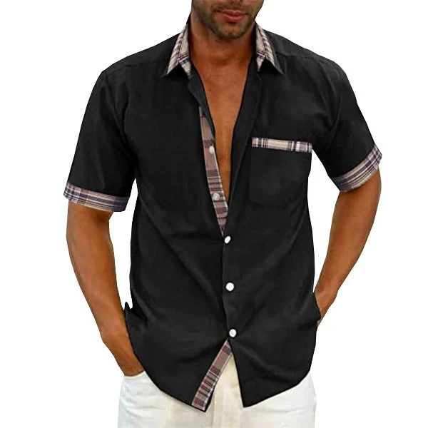 (image for) Men's Casual Plaid Collar Button Summer Shirt