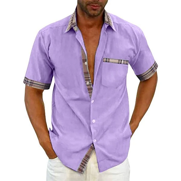 (image for) Men's Casual Plaid Collar Button Summer Shirt