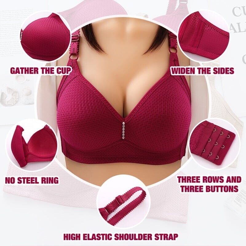(image for) 🔥Plus Size Bra Women Underwear Wire Free Comfort Soft Breathable🔥