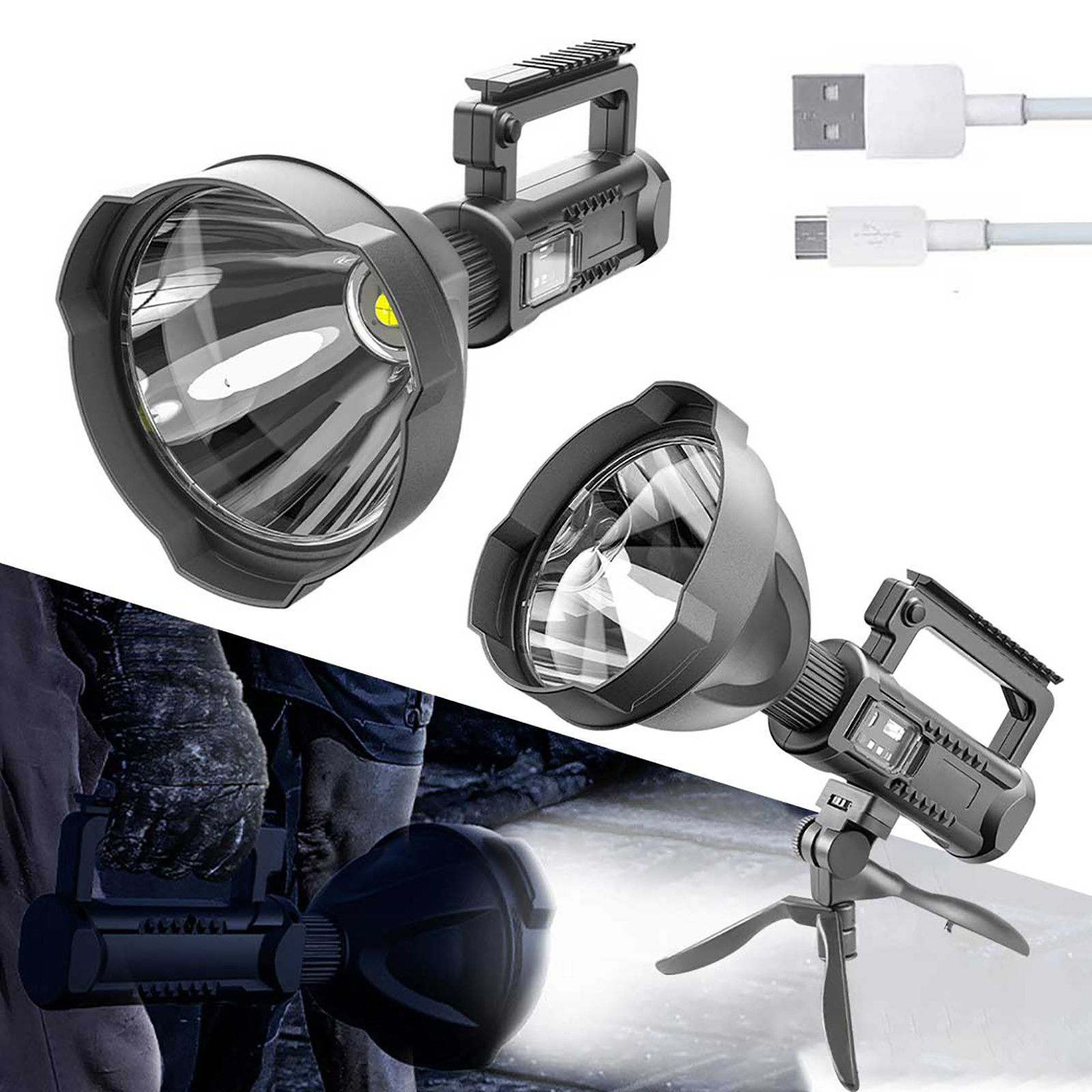 (image for) ⏰ Promotion 49% OFF - Rechargeable Handheld Spotlight Flashlight 90000 High Lumens