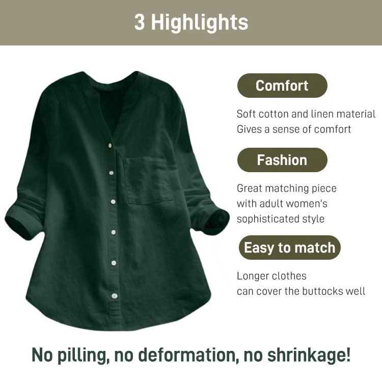 (image for) Linen Cotton Casual Loose Shirt-Buy 2 Free Shipping