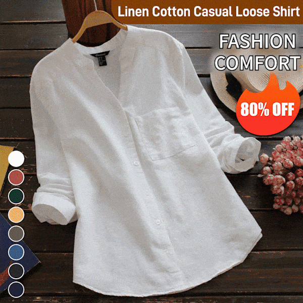 (image for) Linen Cotton Casual Loose Shirt-Buy 2 Free Shipping