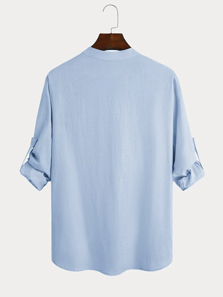 (image for) Men's ice cream cotton linen casual long-sleeved shirt-Buy 2 Free Shipping