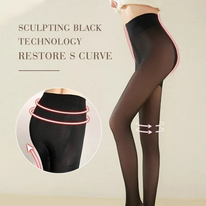 (image for) Flawless Legs Fake Translucent Warm Plush Lined Elastic Tights