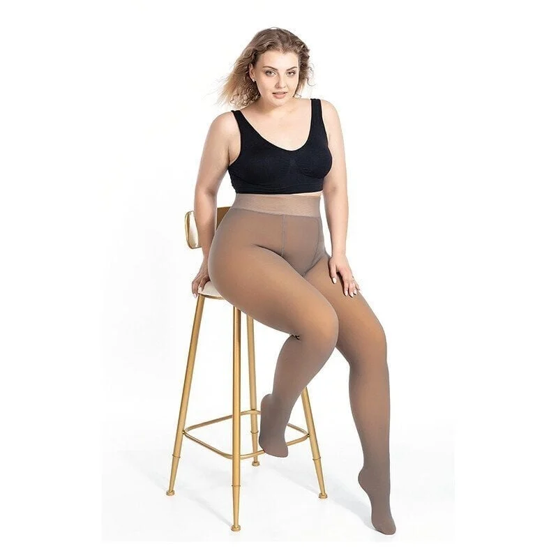 (image for) Flawless Legs Fake Translucent Warm Plush Lined Elastic Tights