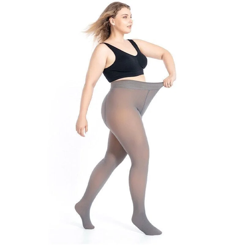 (image for) Flawless Legs Fake Translucent Warm Plush Lined Elastic Tights